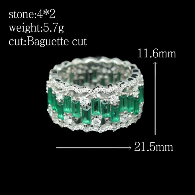 925 Silver Gold-Plated High Carbon Diamond Emerald Ring – Elegant & Luxurious Design - Image 3