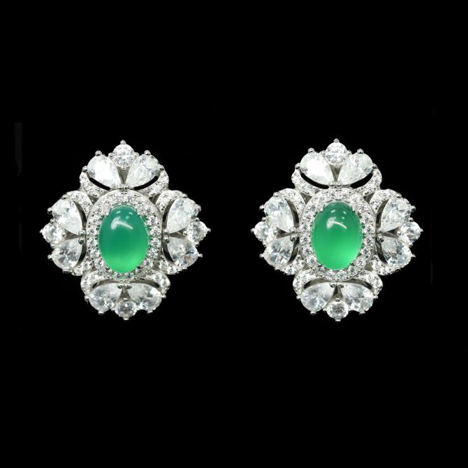 925 Silver Gold-Plated High Carbon Diamond Natural Chalcedony Violet Earrings – Elegant & Timeless Jewelry - Image 4