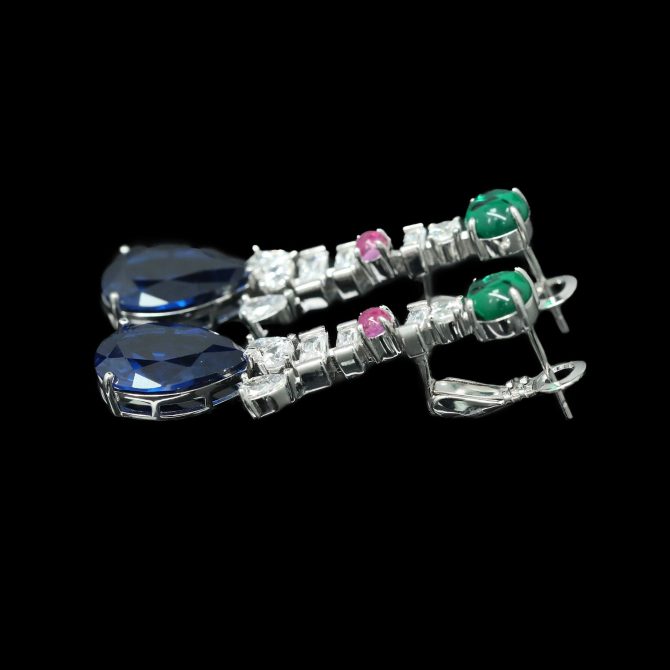 925 Silver Gold-Plated Royal Blue High Carbon Diamond Earrings – Elegant & Timeless Design - Image 3