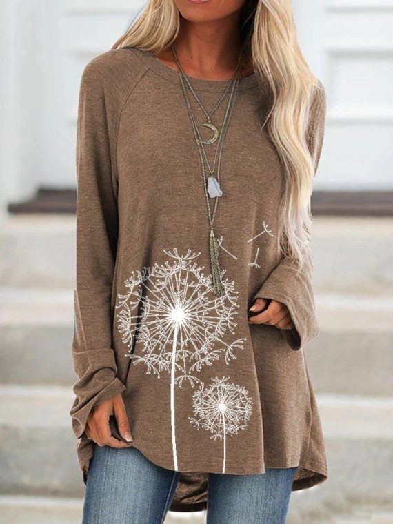 Casual Tops Long Sleeve Crew Neck Floral Printed Sweatshirts - Image 2