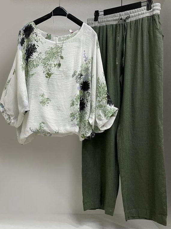 Women's Floral Print Casual Two Piece Set