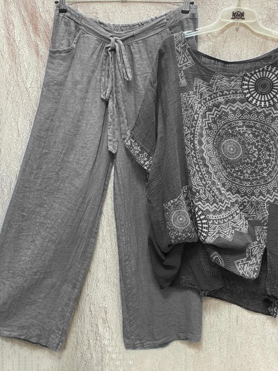 Casual Printed Short Sleeve Top And Pants Set - Image 2
