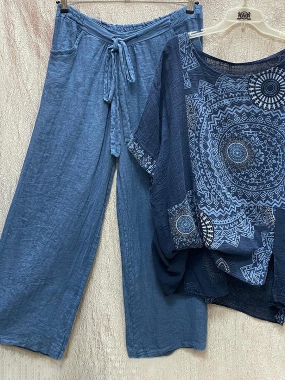Casual Printed Short Sleeve Top And Pants Set - Image 3