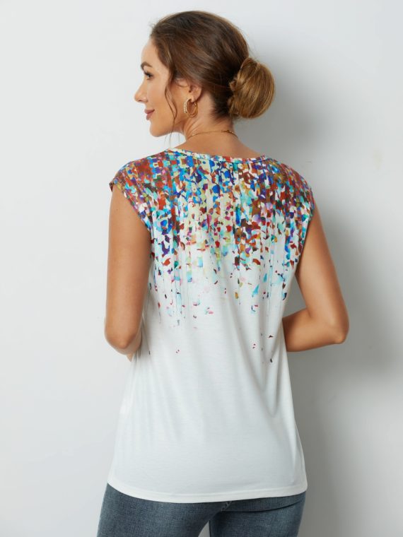 Tie-dye Print V-neck Casual Blouse - Image 2