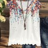 Tie-dye Print V-neck Casual Blouse - Image 3