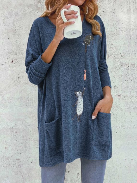 Casual Tops Long Sleeve V-neck Animal Printed Sweatshirts - Image 3