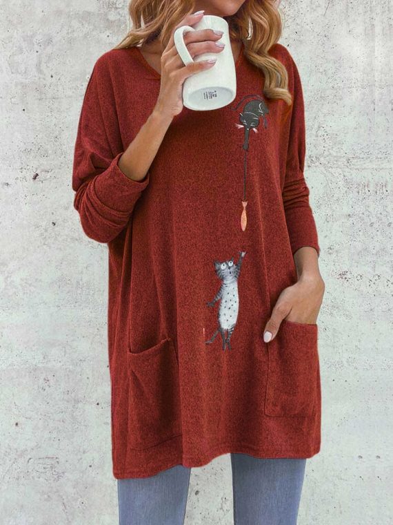 Casual Tops Long Sleeve V-neck Animal Printed Sweatshirts - Image 4
