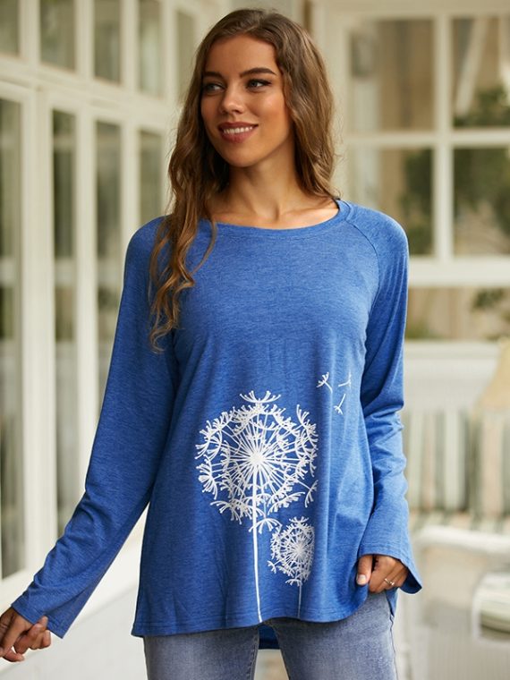 Casual Tops Long Sleeve Crew Neck Floral Printed Sweatshirts - Image 4