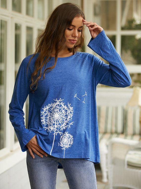 Casual Tops Long Sleeve Crew Neck Floral Printed Sweatshirts - Image 6