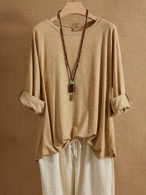 Casual Crew Neck Long Sleeve Solid Sweatshirts - Image 5