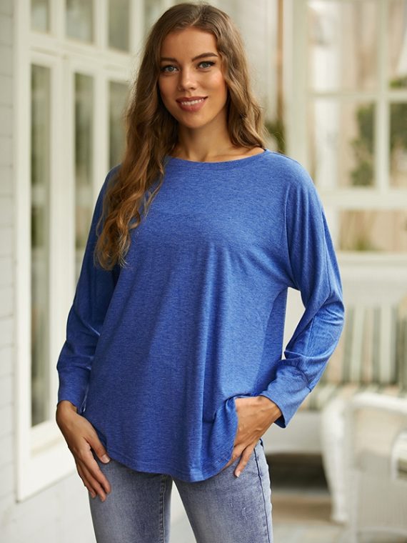 Casual Crew Neck Long Sleeve Solid Sweatshirts - Image 2