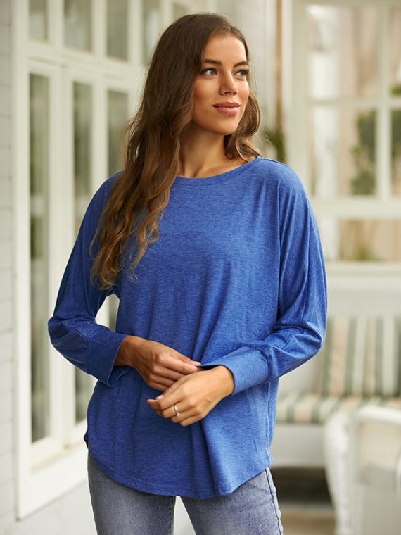 Casual Crew Neck Long Sleeve Solid Sweatshirts - Image 4