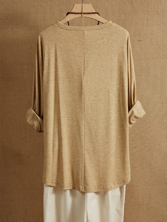 Casual Crew Neck Long Sleeve Solid Sweatshirts - Image 6