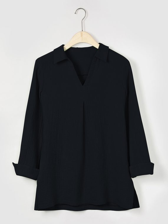 Solid Casual V-neck Margarita Long Sleeve Shirt - Image 8