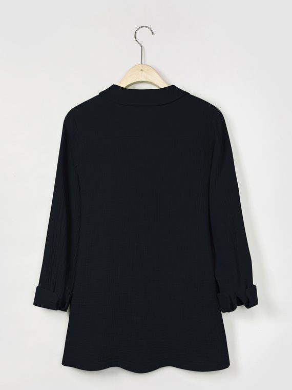 Solid Casual V-neck Margarita Long Sleeve Shirt - Image 9