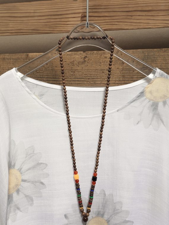 Casual Sunflower Printed Round Neck Blouse - Image 9
