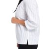 White Solid Round Neck Stripe Blouse - Image 3