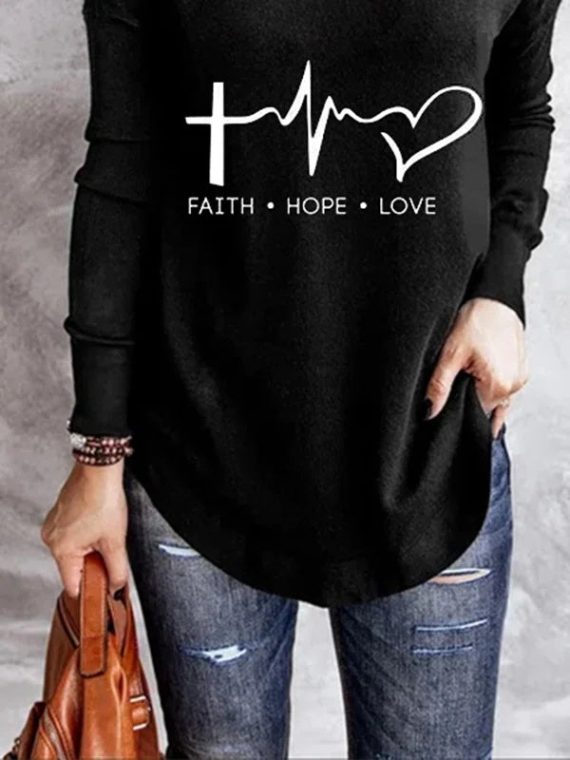 Black Casual Graphic Tops V-neck Long Sleeve Character Printed Sweatshirts - Image 2