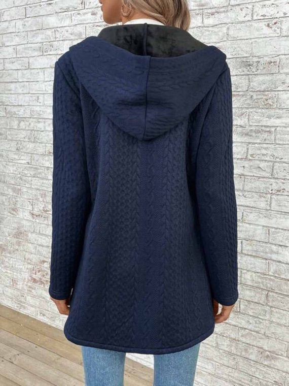 Blue Long Sleeve Outerwear Plain Cardigan - Image 2