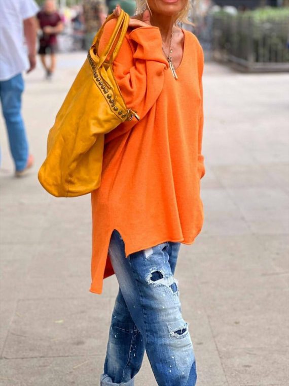 Casual Regular Fit V-neck Long Sleeve Sweater - Image 3