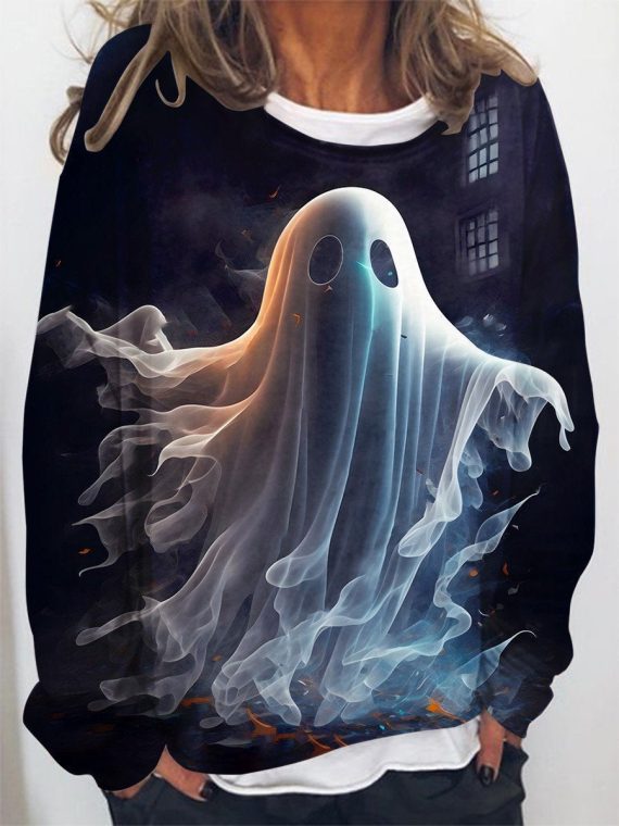 Blue Ghost Painting Candle Print Sweatshirt