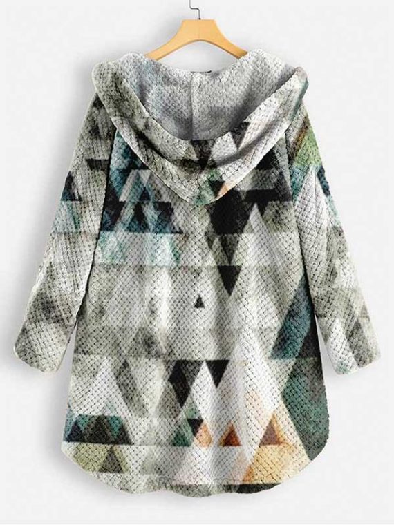 Casual Art Coral Fleece Button Coat With Pockets - Image 2