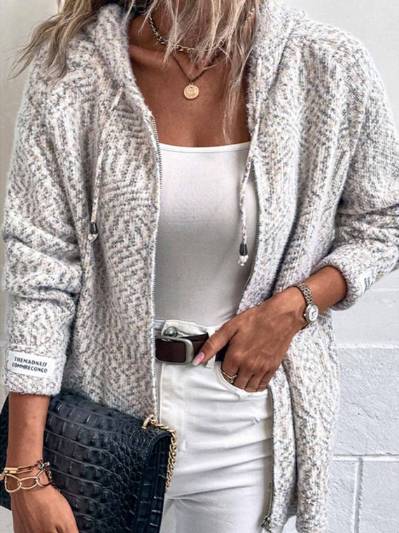 Casual Long Sleeve Knitted Hoodie Cardigan