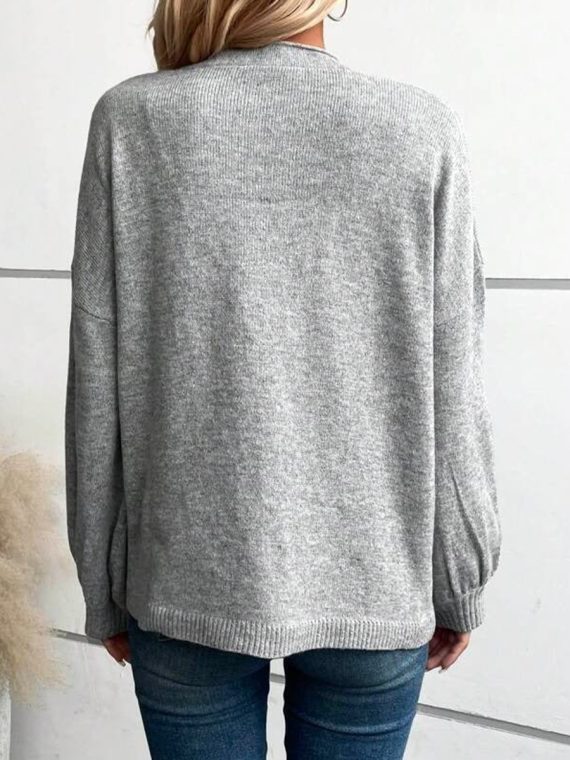 Chic Long Sleeve Plain Sweater - Image 2