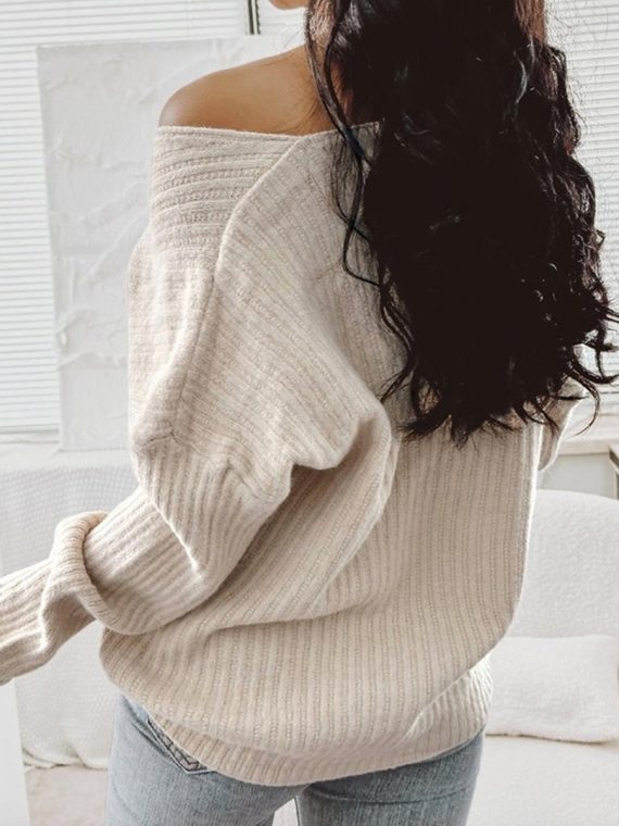 Apricot Long Sleeve Plain Sweater - Image 2