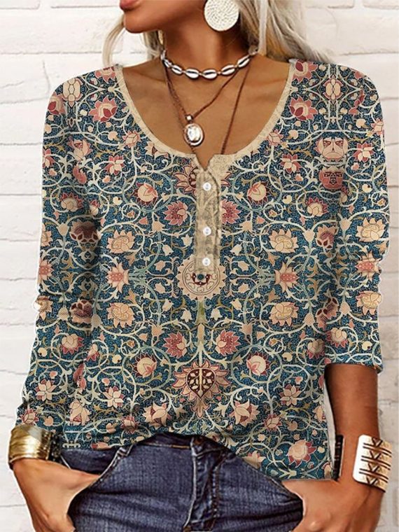 Ethnic Casual Crew Neck Sweatshirt