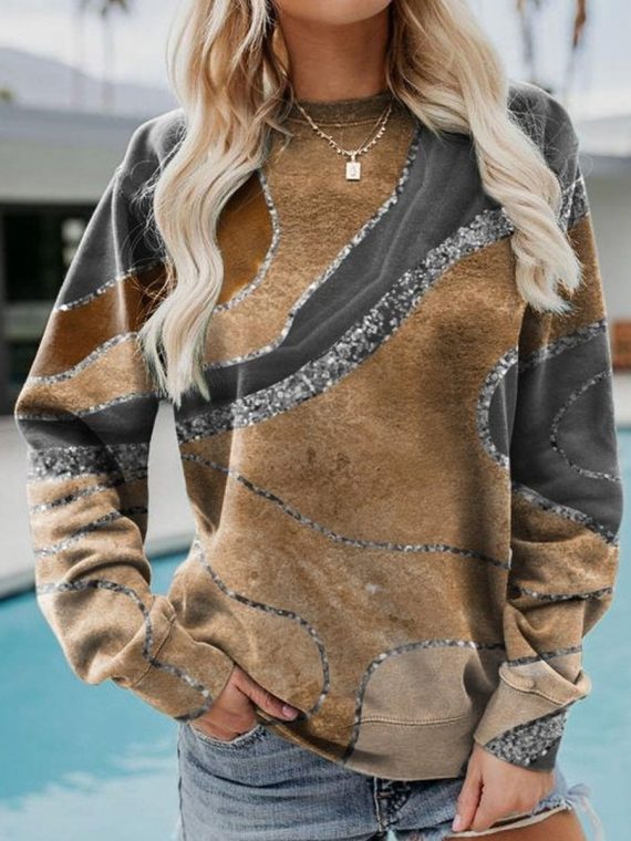 Crew Neck Abstract Sweatshirt