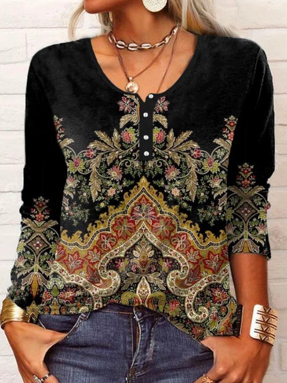 Crew Neck Ethnic T-Shirt