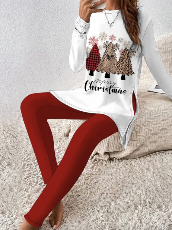 Classy Long Sleeve Print Two Piece Set