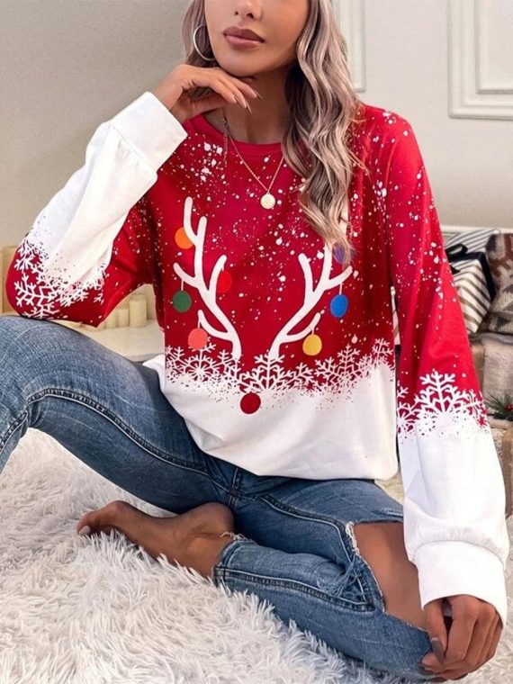 Elegant Print Round Neck Top