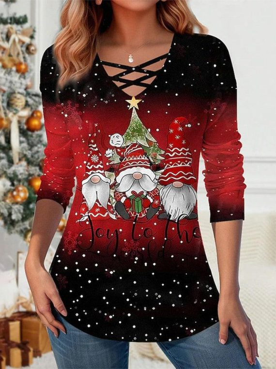 Showy Long Sleeve Print Top