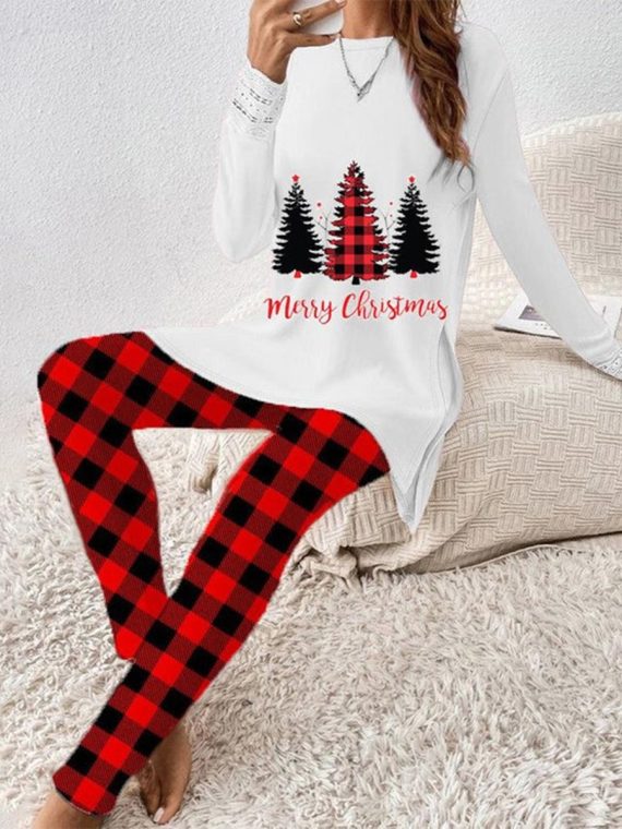 Stylish Print Round Neck Two Piece Set
