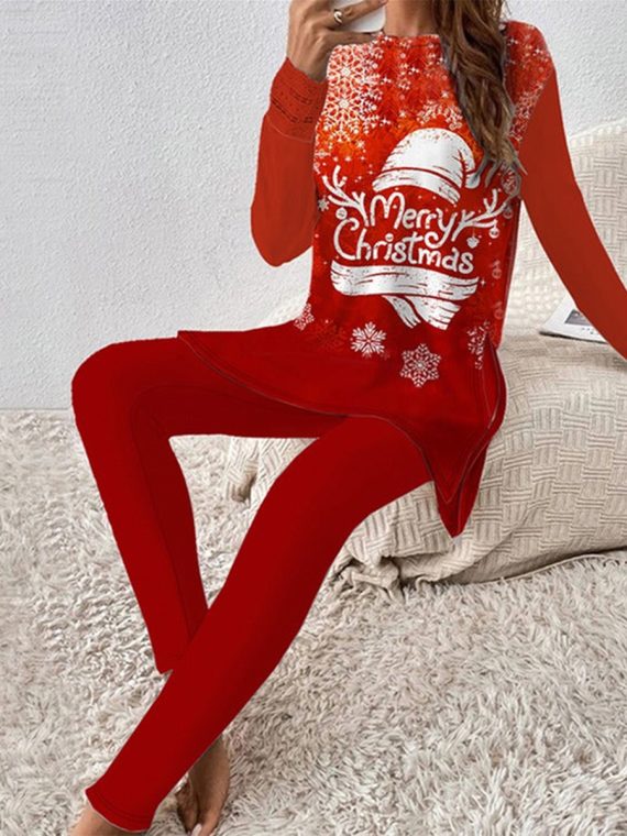 Showy Print Long Sleeve Two Piece Set