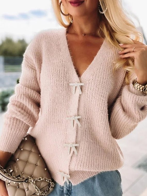 Urban V Neck Bow Sweater