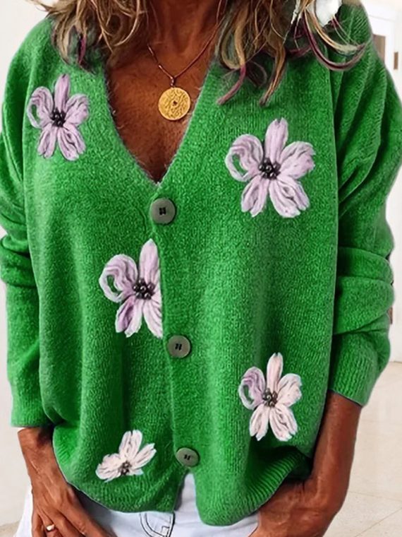 Women Floral Casual Cardigan