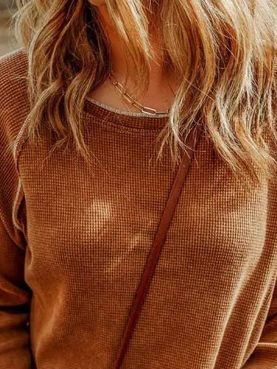 Plain Crew Neck Casual T-Shirt - Image 2