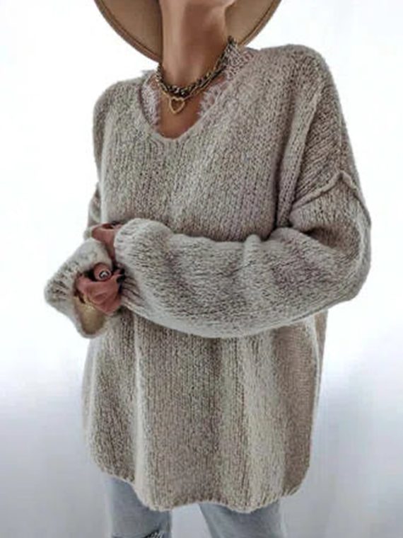 V Neck Casual Wool/Knitting Sweater