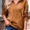 Plain Casual Zipper Sweatshirt