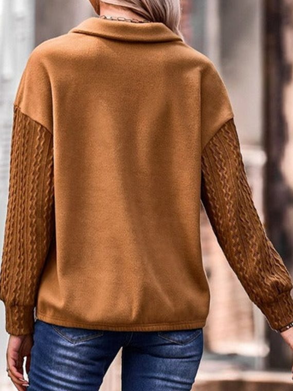 Plain Casual Zipper Sweatshirt - Image 4