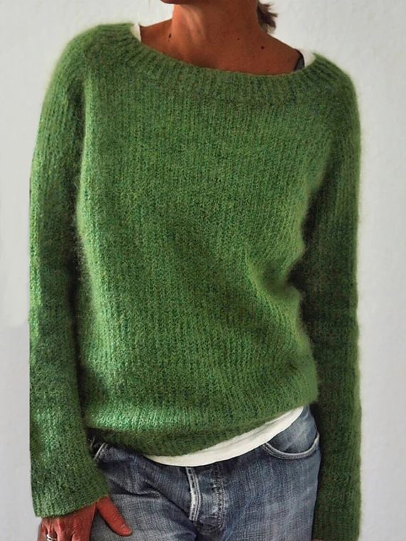 Crew Neck Long-sleeve Knitted Sweater