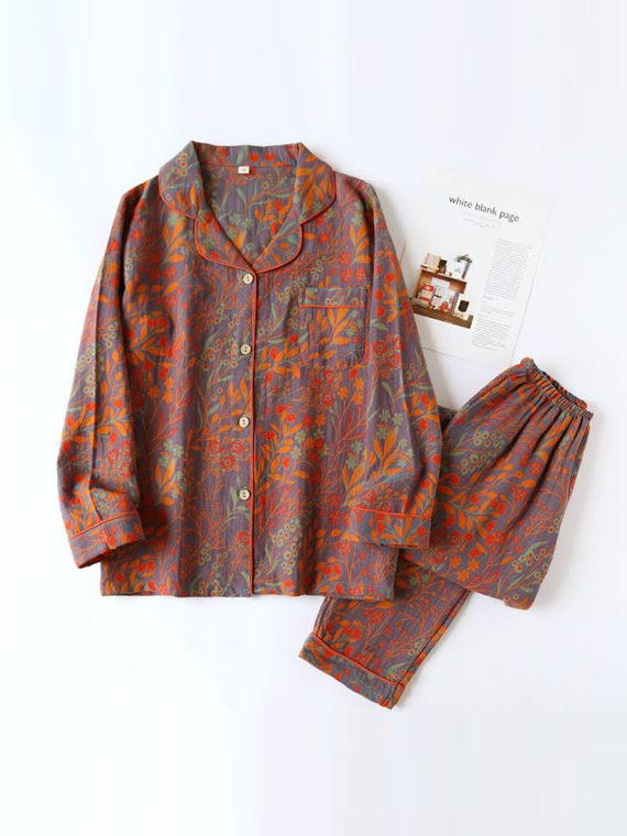 Daisy Jacquard Button Cotton Loungewear Set