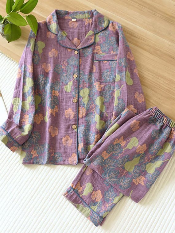 Gourd Jacquard Cotton Loungewear Set