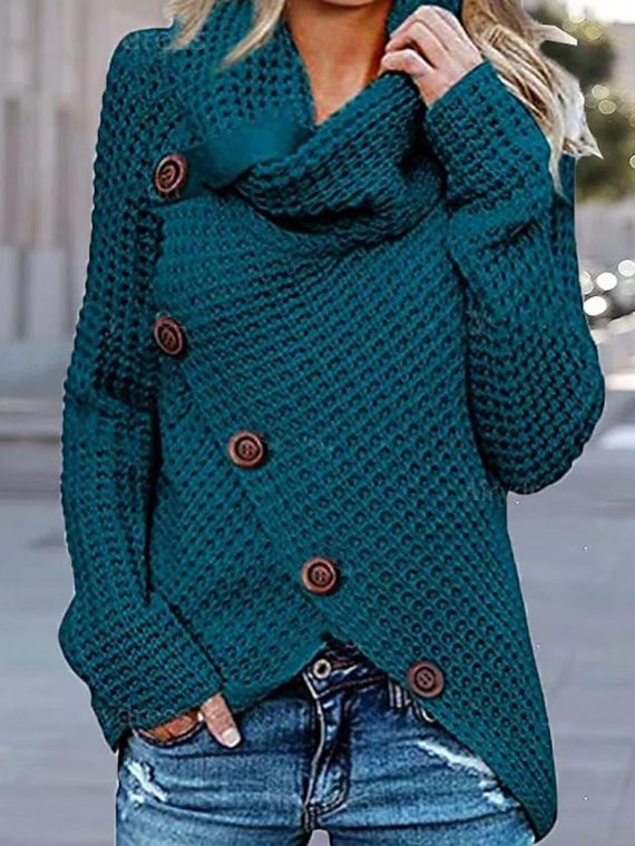 Solid Color Turtleneck Casual Long Sleeve Regular Fit Sweater