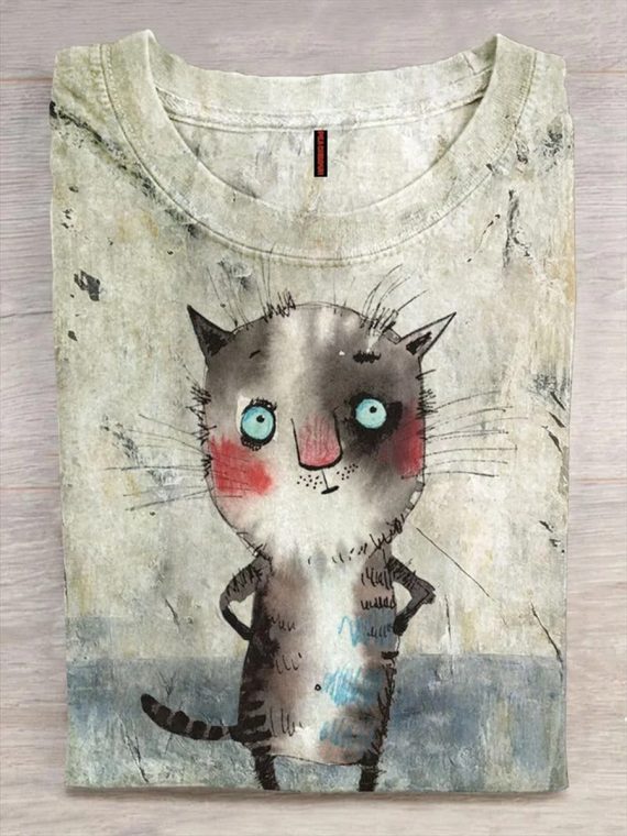 Cute Cat Art Print T-shirt