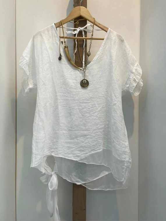 Plus Size  Irregular Bottom Solid T-Shirt