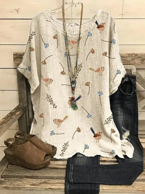 Apricot Short Sleeve Round Neck Top